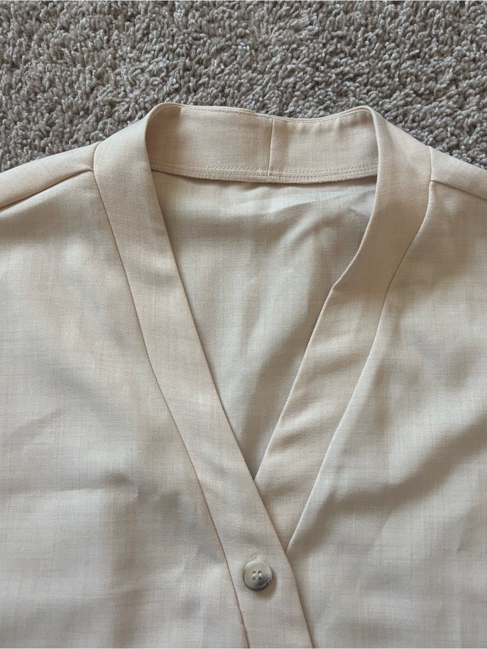 Light V-Neck Cropped Button Front Top - Picture 6 of 11